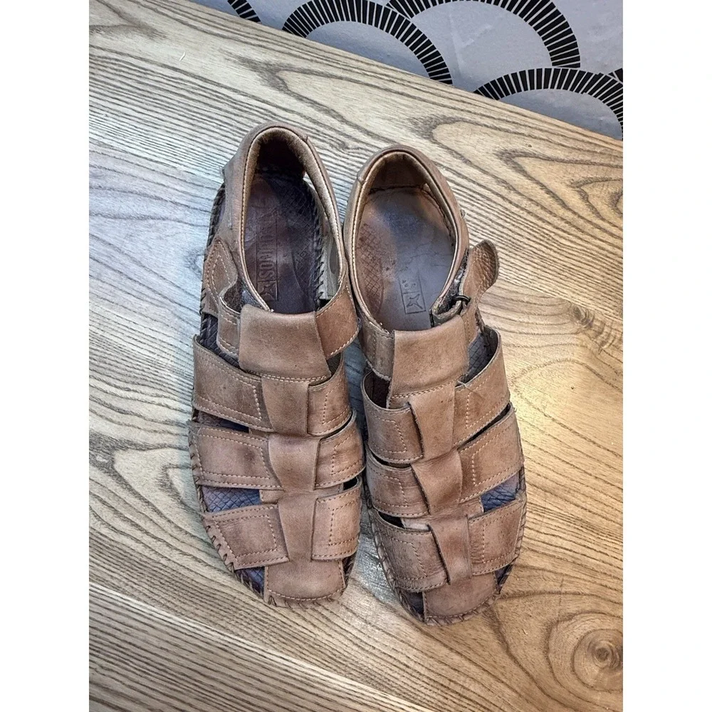 Pikolinos Tarifa Sandals Mens Size 10-10.5 EUR 44 Fisherman Brown Leather